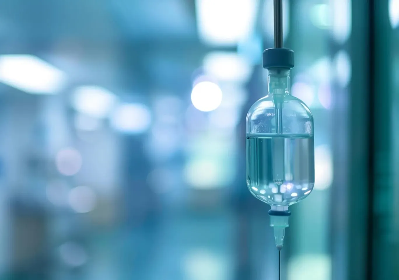 Detoks alkoholowy Jarocin: butelka infuzyjna zawieszona w gabinecie
